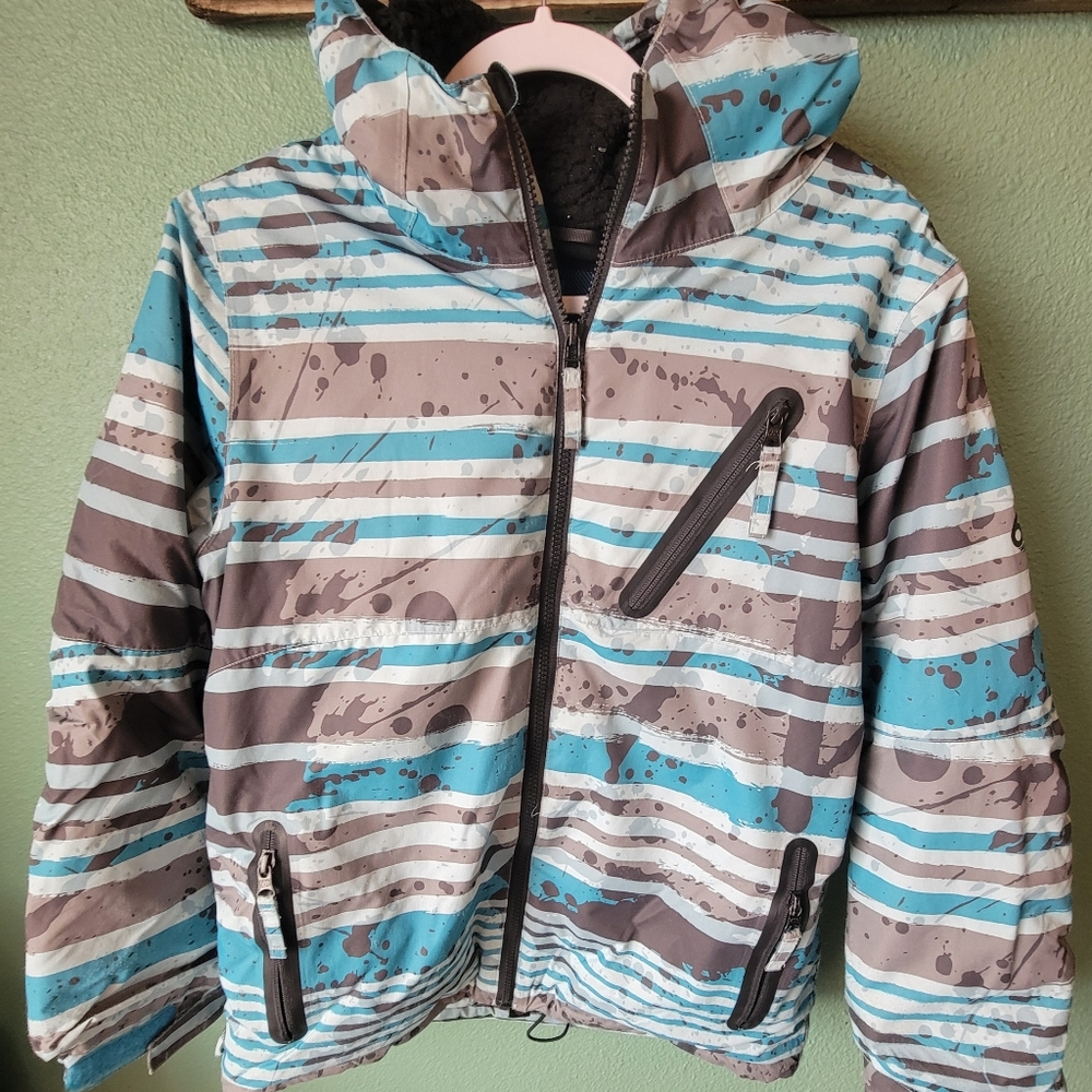 Striped Blue and Gray Hooded Jacket